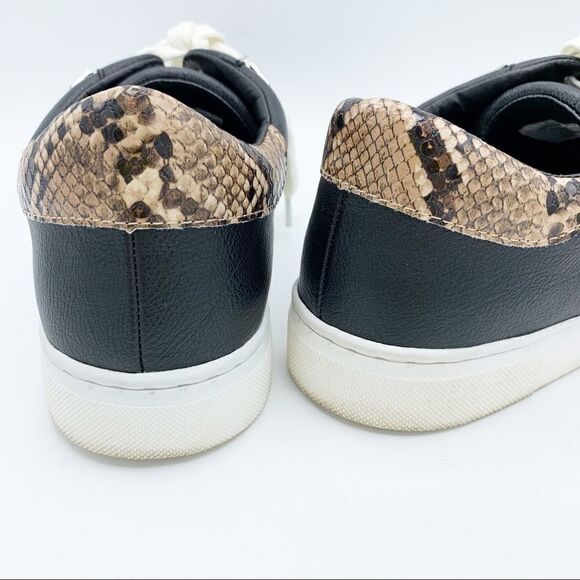 Steve Madden Sienna Black Lace Up Sneakers with Snakeskin and Stud Detailing - Picture 7 of 14